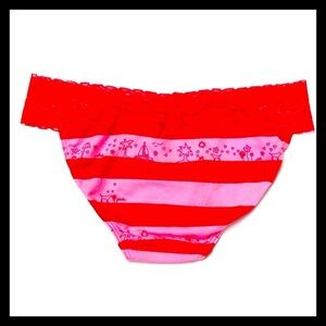 💕ⓅⒾⓃⓀ ⓋⓈ VINTAGE/RARE/HTF “Red/Pink Striped” Extra Low Rise Hipster Panties NWT💕